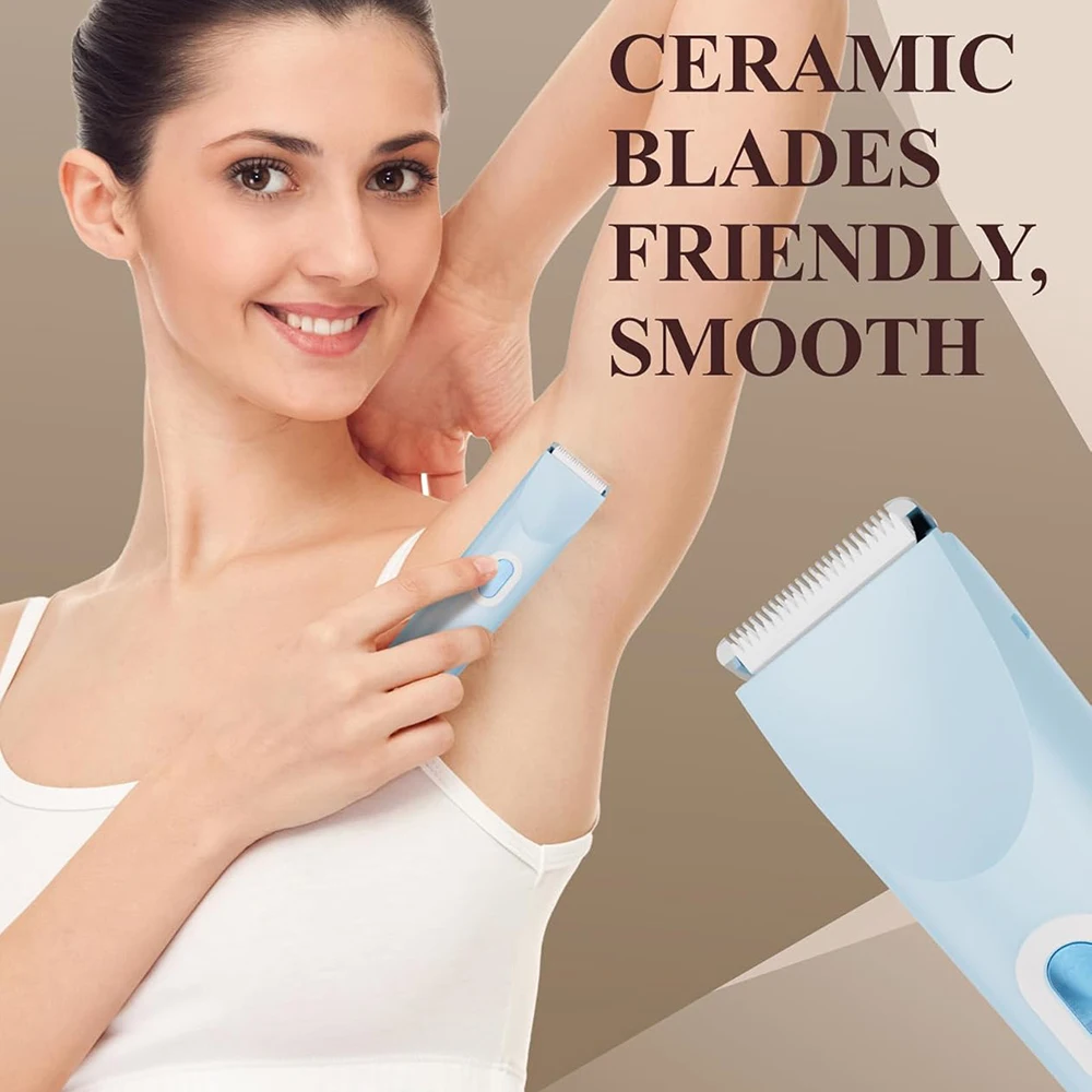 Bikini Trimmer for Women Dual-Head Electric Shaver for Women Pubic Hair Waterproof Body Hair Trimmer Rechargeable Hair Removal