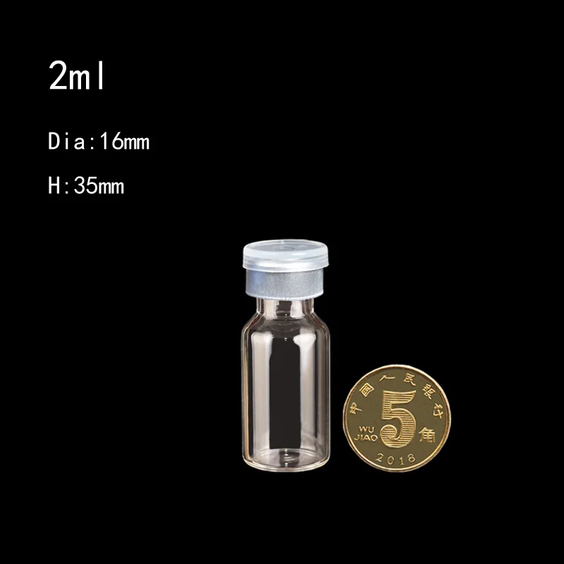 2ml 5ml 100pcs Clear Empty Glass Vials with Silicone Butyl Stopper Plastic Caps Cosmetic Injection Glass Bottles With Crimp Neck