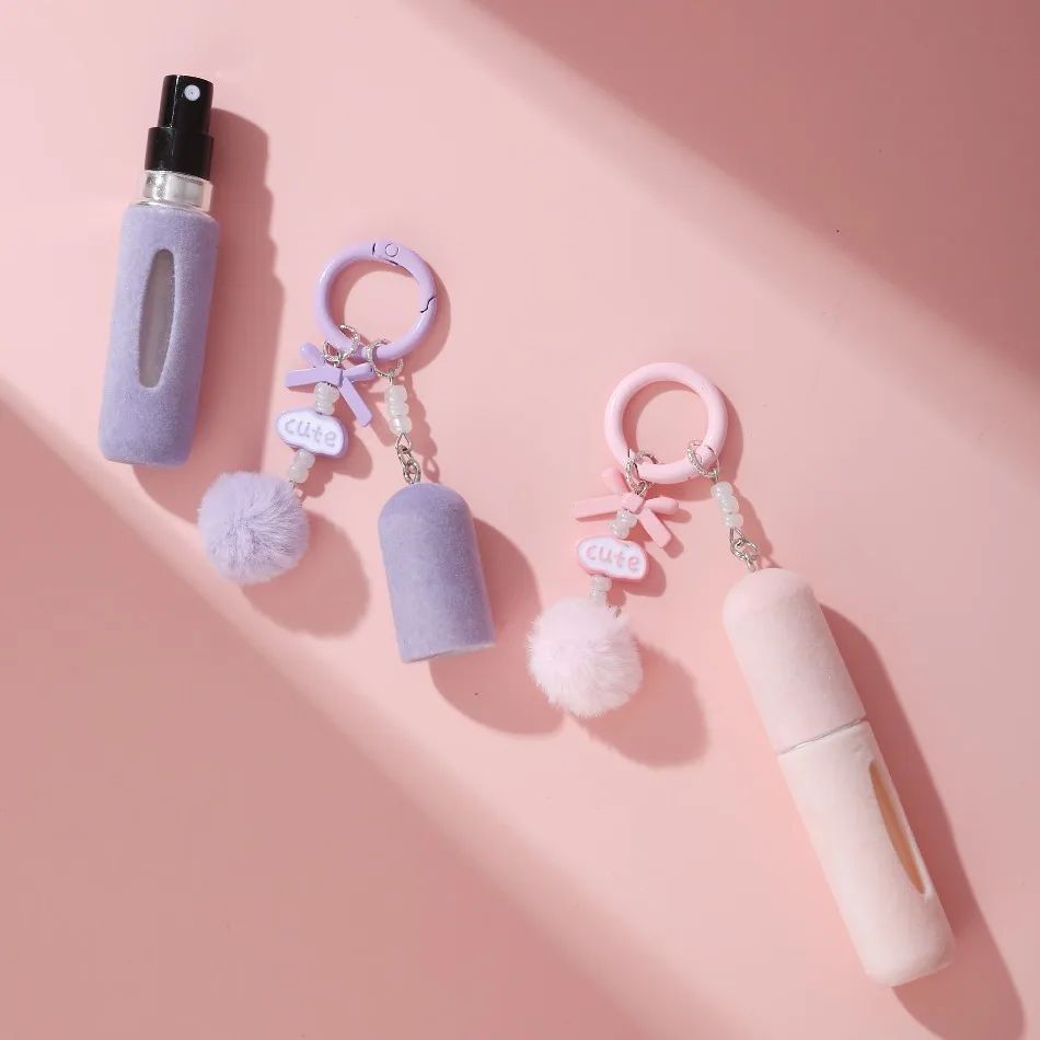 New Plush Perfume Keychain Bottle 5ML Refillable Mini Atomizer with Charger Base, Cute ... - SKU PPKB1100 - UGI Packaging