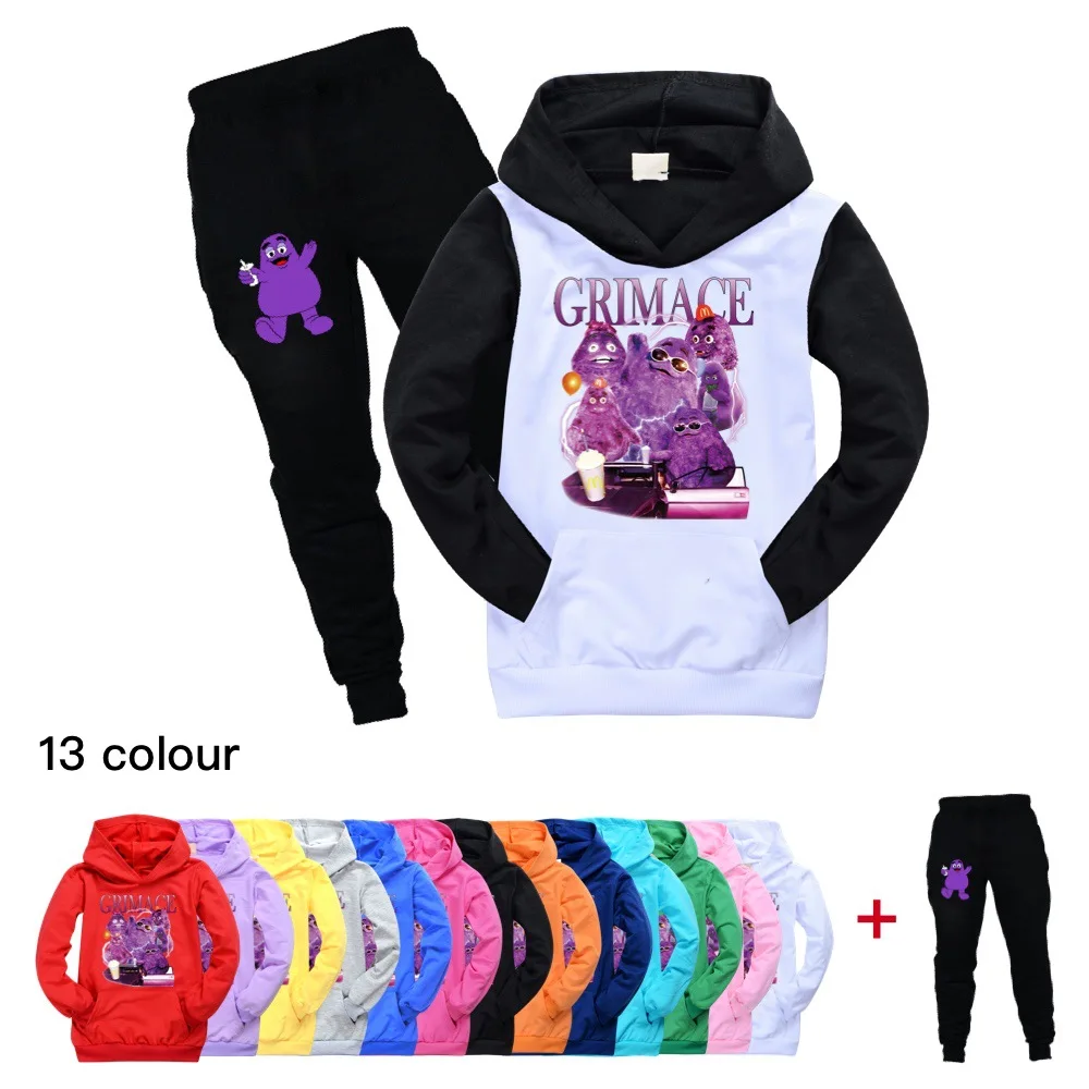 

New Kids Sportswear Kids Grimace Shake Clothing Sets Baby Boy Girl Fashion Sports Suits Hoodie Sweater+pants Children Clothes