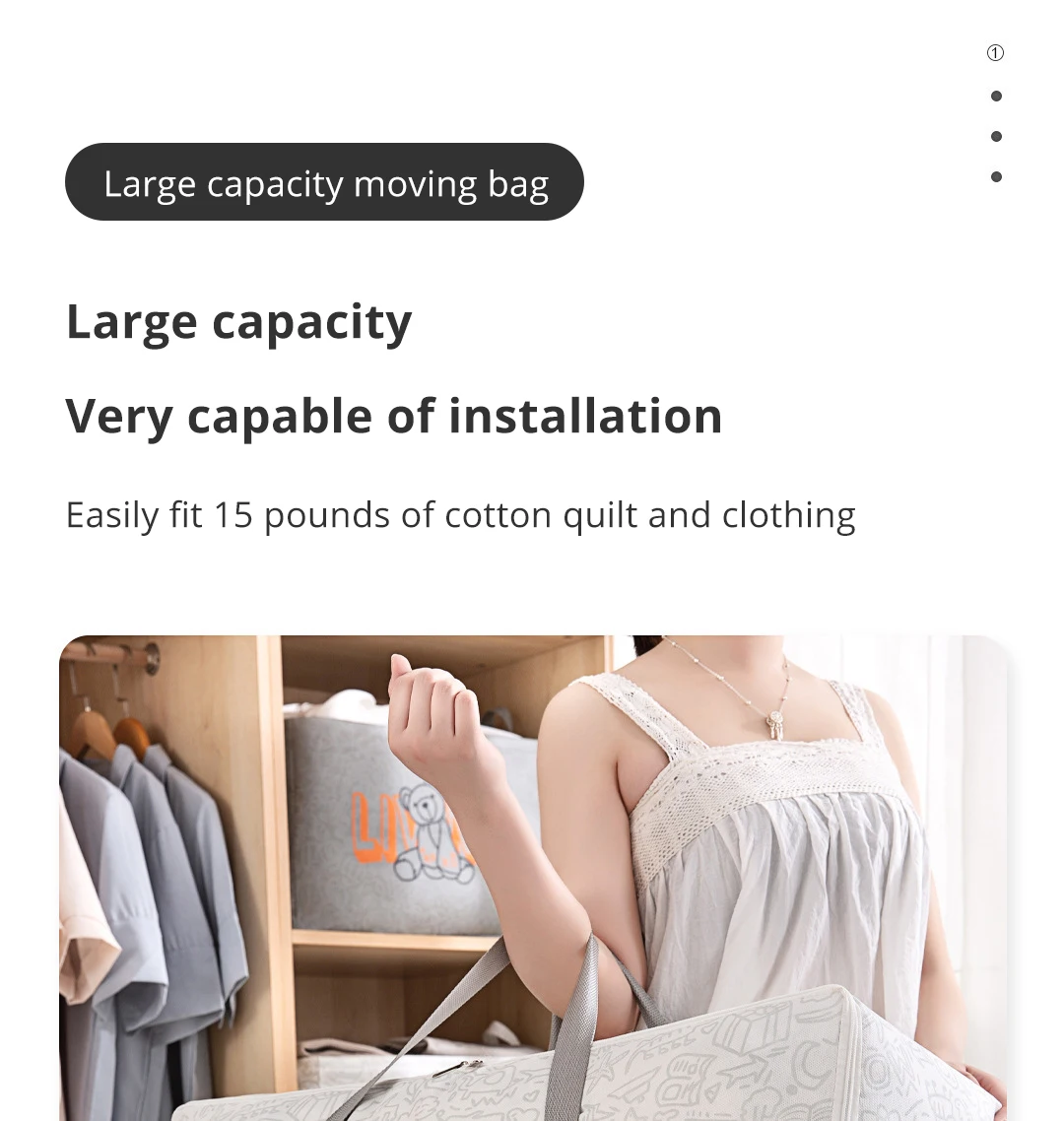 Description Picture 3 of item1pc Bear Pattern Clothing and Quilt Storage Bag Non-woven Fabric Thickened Bedroom Storage Travel Moving Bag