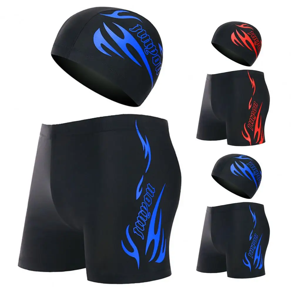 Swimming Trunks Quick Dry Breathable Men Shorts Swimming Cap For Pool 2 Pcs/Set