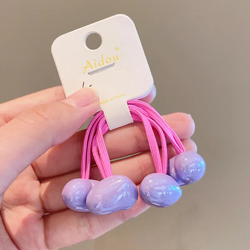 2PCS New Lovely Heart Shape Girls Elastic Hair Bands Kids Princess