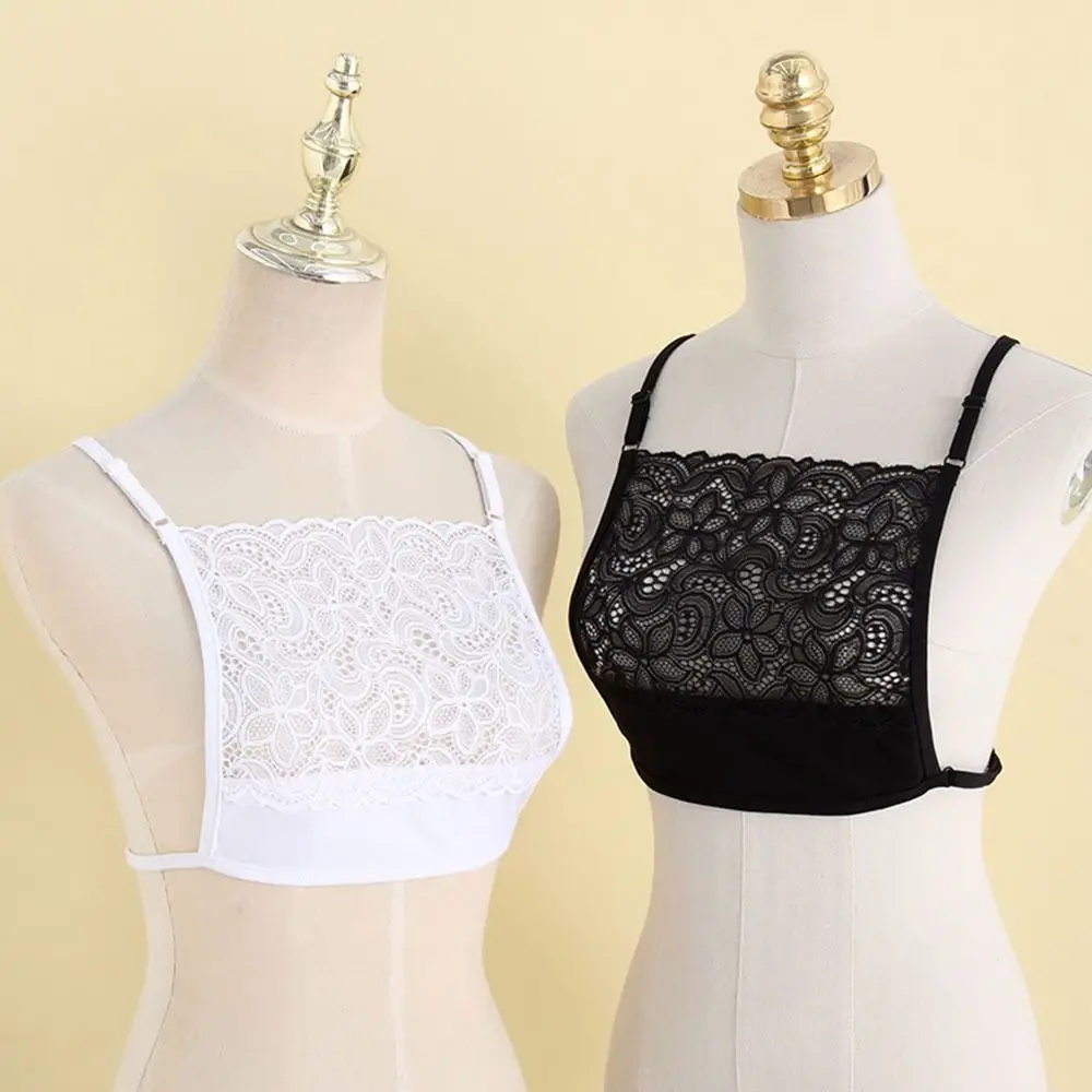 Lace Camisole Tops Women Lingerie Bra Women's Lace Cleavage Cover Camisole Breathable Invisible Mock Camisole Bras Solid Color Overlay Modesty Panel Vest