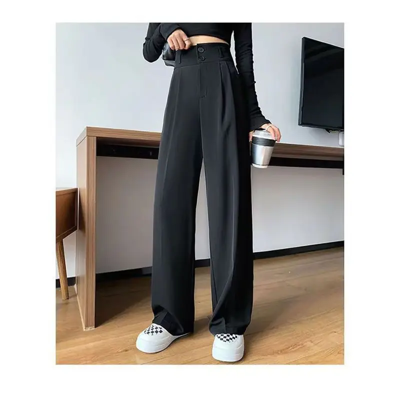 Women's Wide-Leg Pants High Waist Drape 2023 New Spring and Summer Long-Leg Pants Slimming and Straight Loose Suit Pants