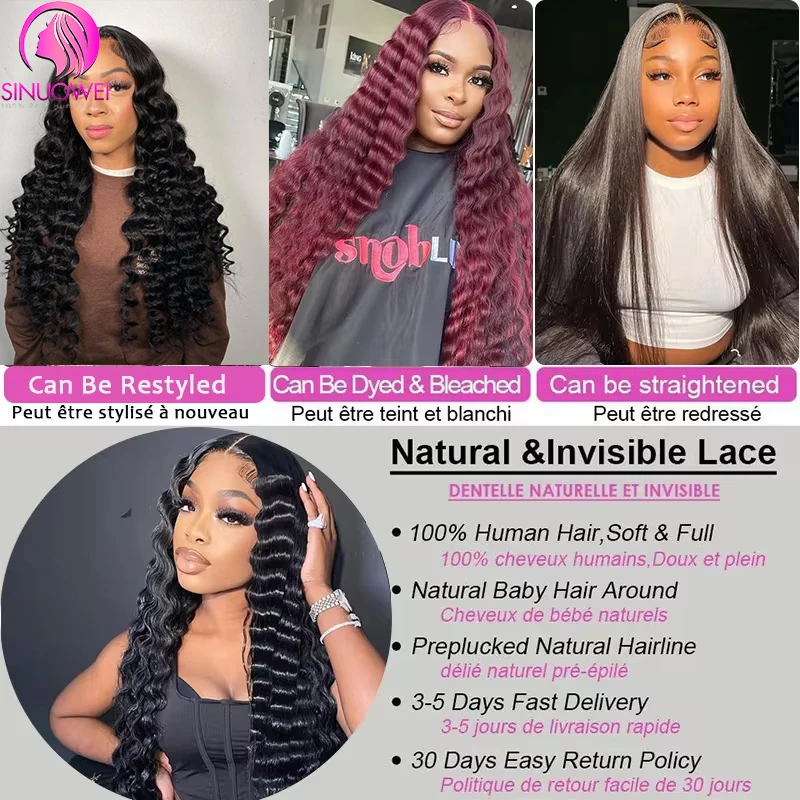 Human Hair Wig 200% Loose Deep Wave Wig 13X6 Lace Frontal Human Hair Wigs for Women Pre Plucked Deep Curly 13x4 Transparent Lace Frontal Wigs