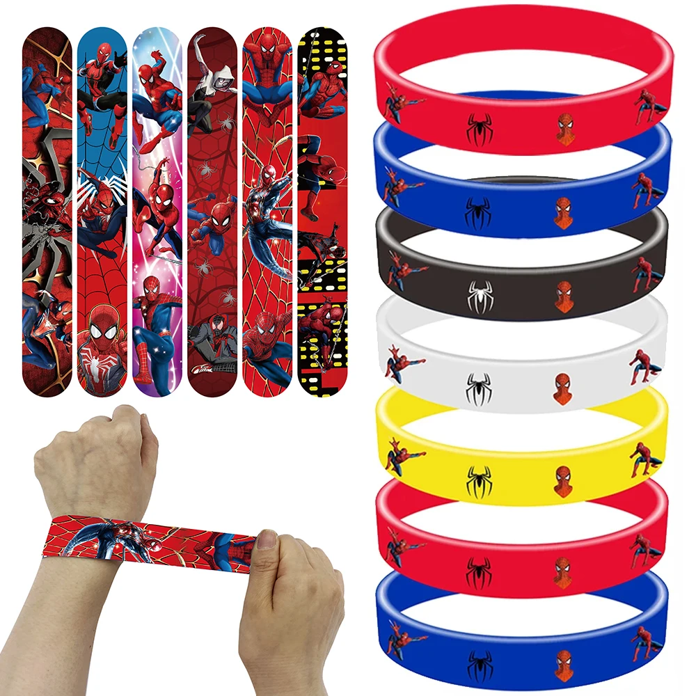 

Spiderman Silicone Wristband Superhero Theme Slap Bracelets Party Favors for Kids Boys Birthday Party Supplies Baby Shower Gift