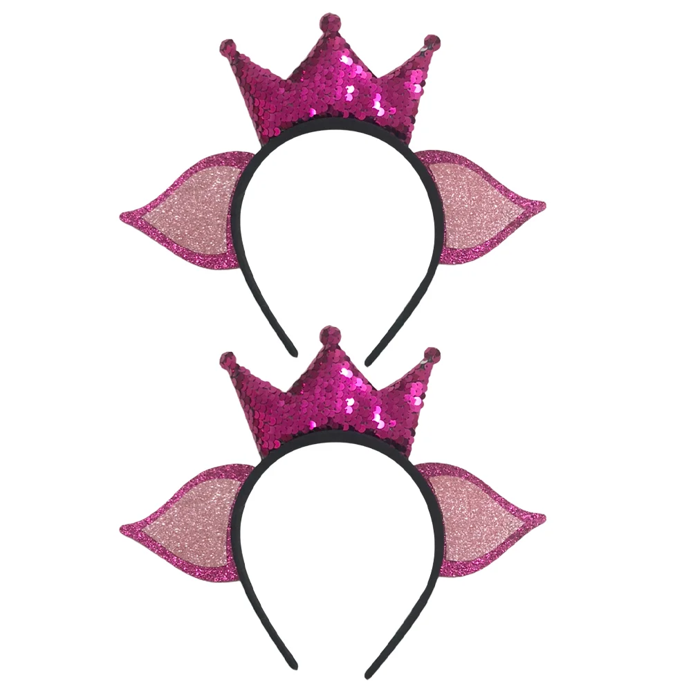 

2Pcs Decorative Hair Hoops Zodiac Style Hairbands Crown Shaped Headbands (Rosy)