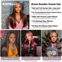 Extensions de Cheveux Humains Lisses Marron Chocolat avec Closure HD 4x4 et Frontal 13x4 – 100% Cheveux Remy Bruts 6