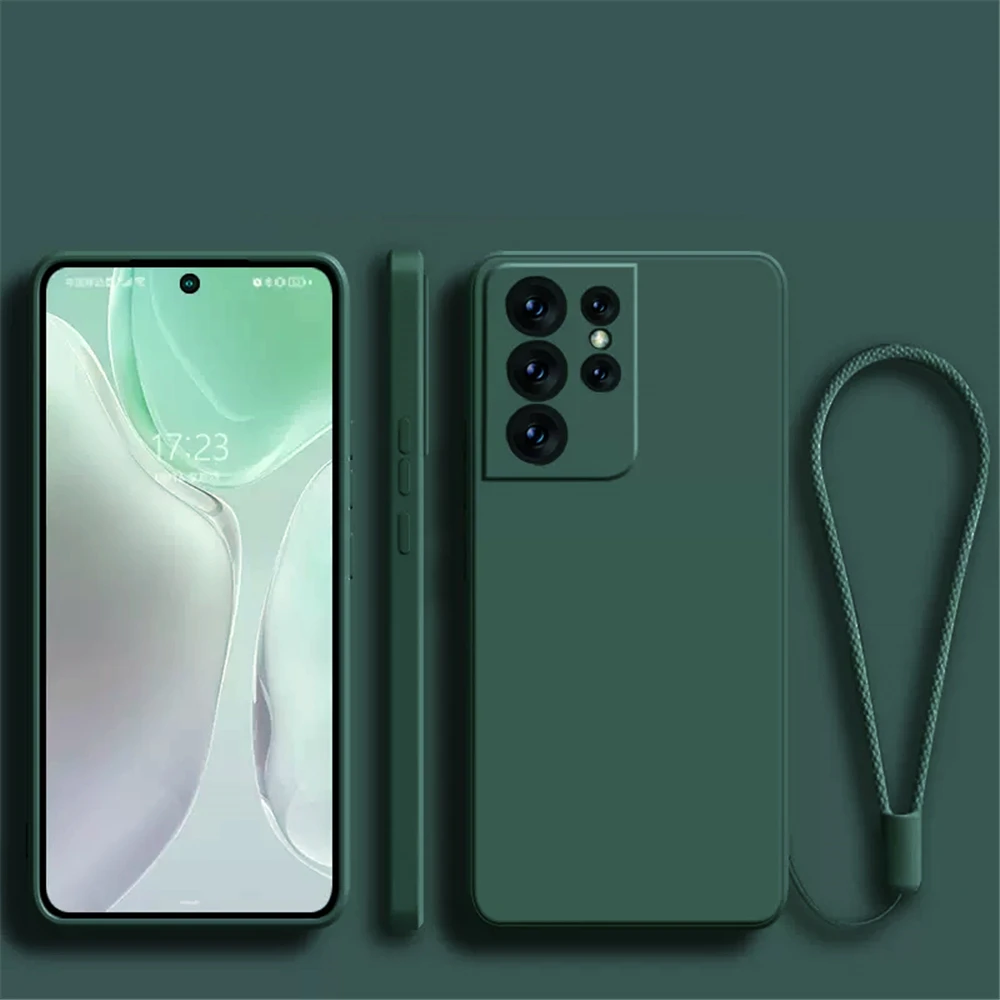 Original Square Silicone Phone Case with Lanyard - Enhanced Grip and Style