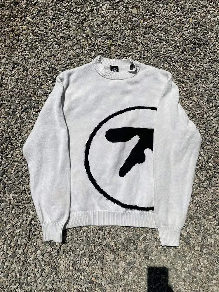 Men's Sweater Y2K Aphex Twin Knit Oversized Pullovers Gothic Jumper Winter Graphic Streetwear Long Sleeve Tops Vintage Clothing view 4