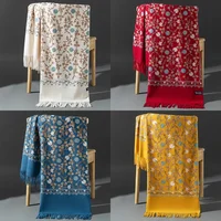 Thickened Embroidered Cashmere Scarf Women's Style Autumn Winter Fashion Trend Warmth Nationality Style Tassel Xinjiang Scarf