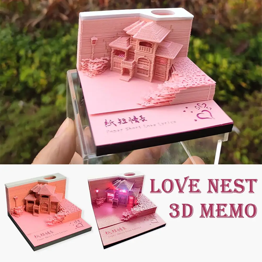 

Pink Castle With Lights 3d Paper Craft Notepad Love Of Promotion Nest Memo Wedding Love Desk Fetish Nest 3d Decoration Offi H6s1