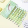 6pcs/set Black Ink Press Gel Pen ST Tip Good-looking Press Pen For School Office And Home for Girls Boys Women Men (Green) 4