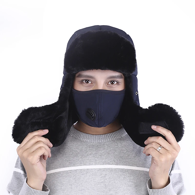

Warm Hat Men Winter Warm Bomber Hats Men Women Thermal Hat Trooper Snow Ski Cap Faux Fur Lei Feng Caps Fashion New Windproof
