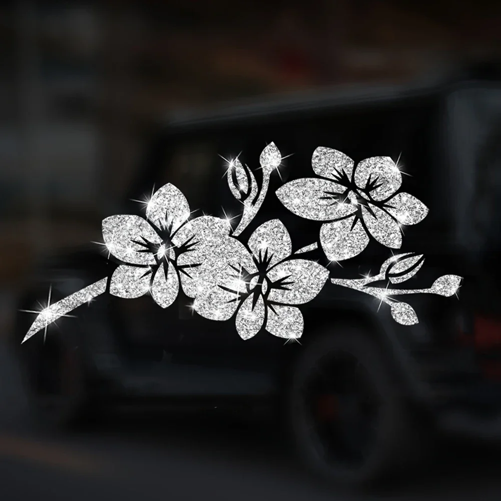 Sparkling Crown Butterfly and Rose Car Decal – Reflective PVC Sticker