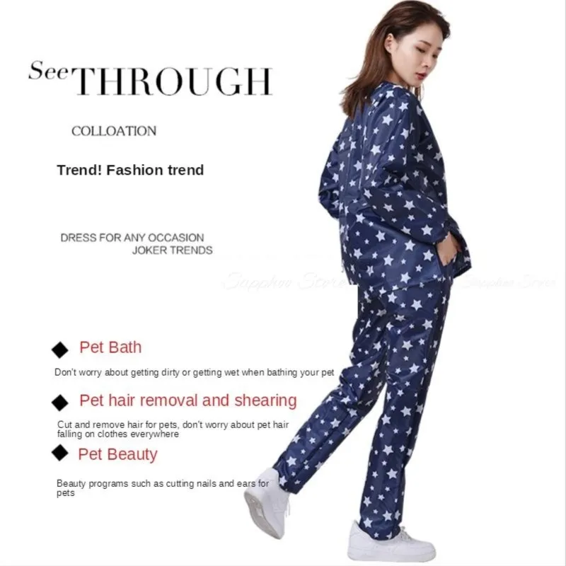 방수 애완 동물 미용사 작업복 별 개를위한 앞치마 고양이 애완 동물 미용 손질 가운 미용 가운 비 스틱 맞춤 로고
