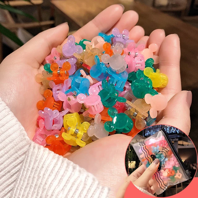 10 pcs Children's Headband Headwear Heart Hair Korean Version Cartoon Girl Rubber Band Sweet Cute Hair Tie Hair Accessories 50 pcs Mickey