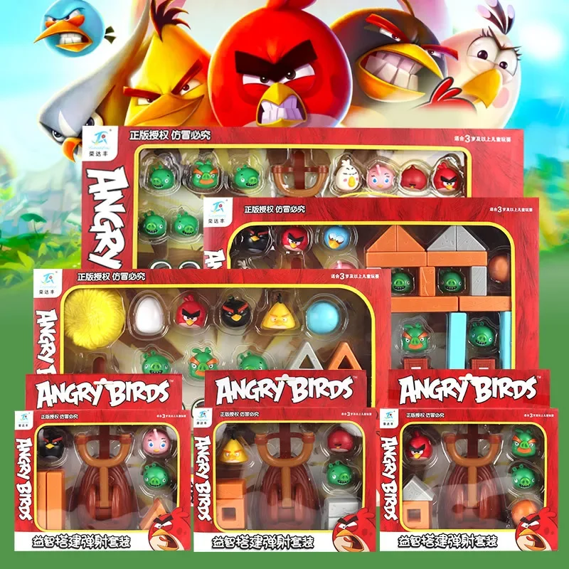 Angry Birds Blocks Building Catapulta Interattiva Giocattolo Action Figures Giocattoli Da Costruzione Desktop Gioco Di Tiro Regali Di Compleanno