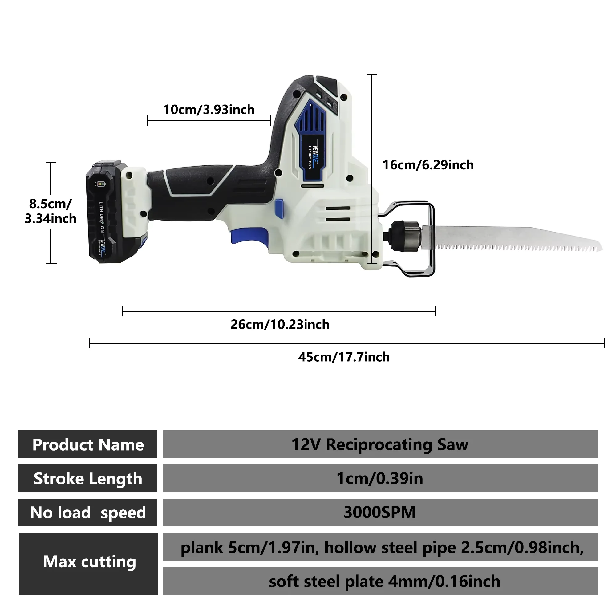 12V NEWONE Cordless Electric Lithium Power tool Portable and rechargeable Hand Reciprocating Saw Saber Saw Multi-function saw