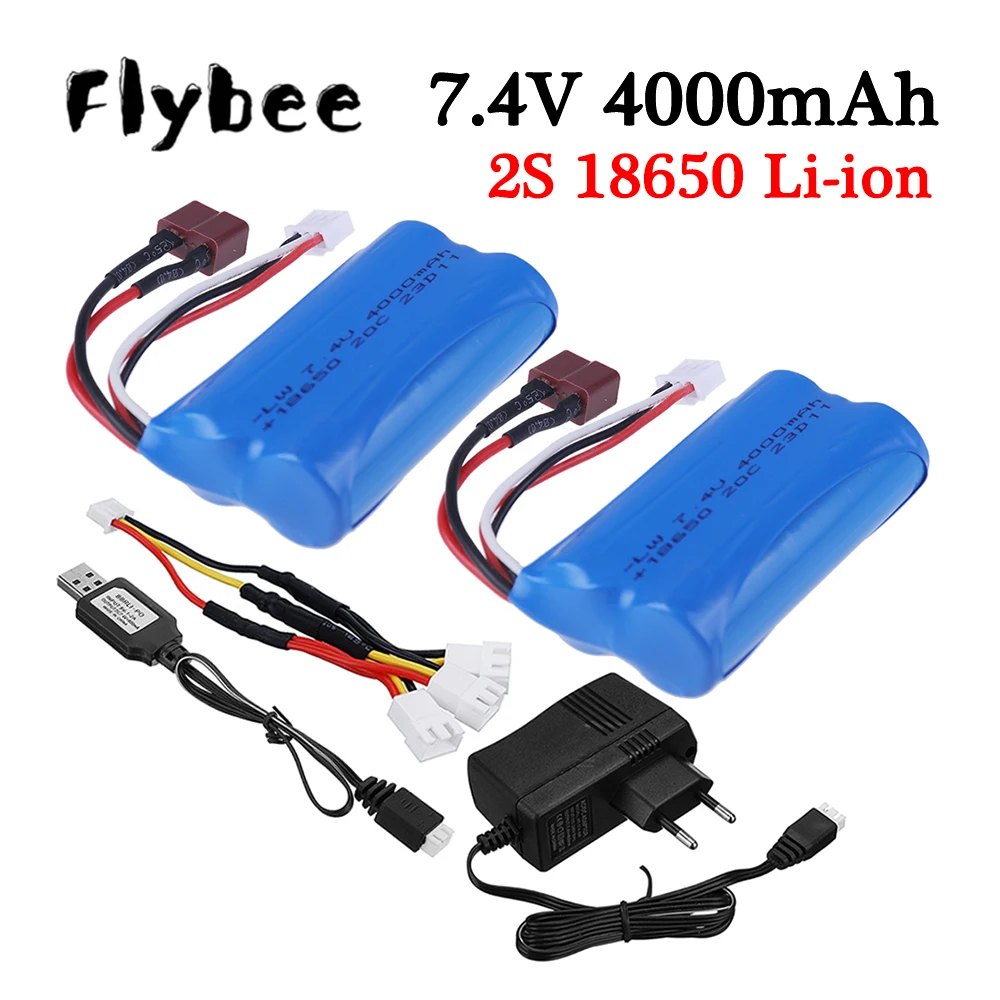 

Upgraded 7.4V 4000mAh Li-ion Battery T plug and Charger for SCY-16101PRO SCY-16102PRO SCY-16103PRO SCY-16201PRO R/C Truck Parts