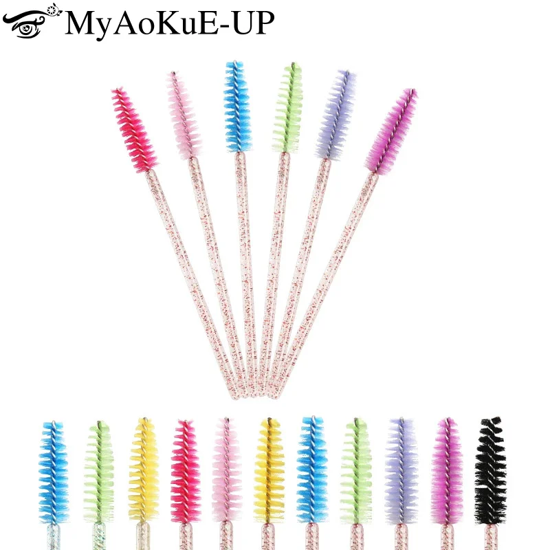 

50pcs Disposable Crystal Eyelash Brush Mascara Wands Applicator Eyebrow Comb Spoolie Brush Lash Extension Supplies Makeup Tool