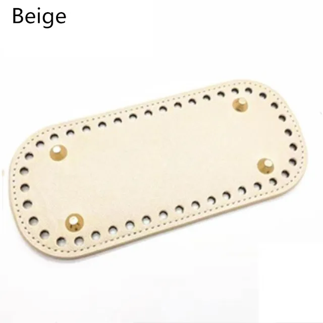 High Qualtiy pu Leather Bottom With Holes Rivet For Knitting Bag Handbag Bottom DIY Women Shoulder Crossbody Bags Accessories Beige