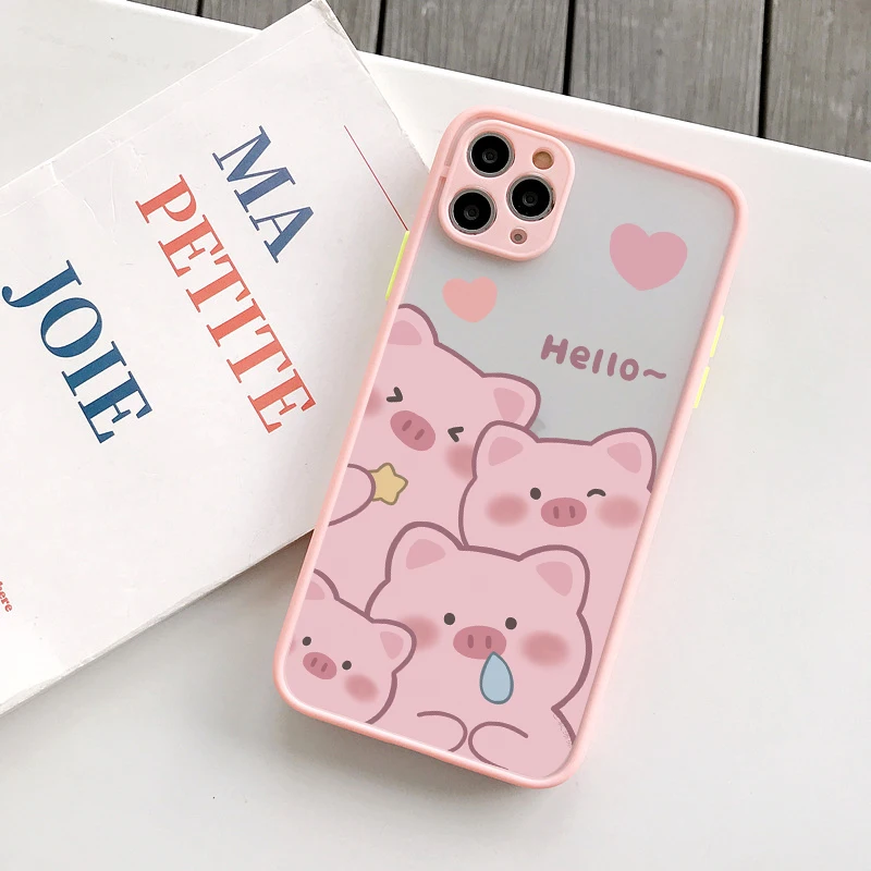 Adorable Pink Pig Cartoon Shockproof Phone Case - Durable and Stylish Back Cover