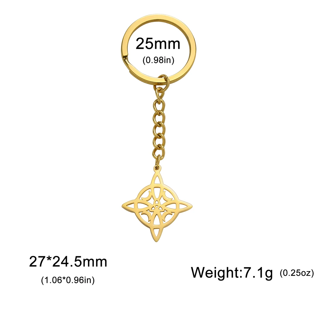 Celtic Knot Keychain – Irish Viking Witchcraft Symbol Keyring In Gold Stainless Steel - View #6