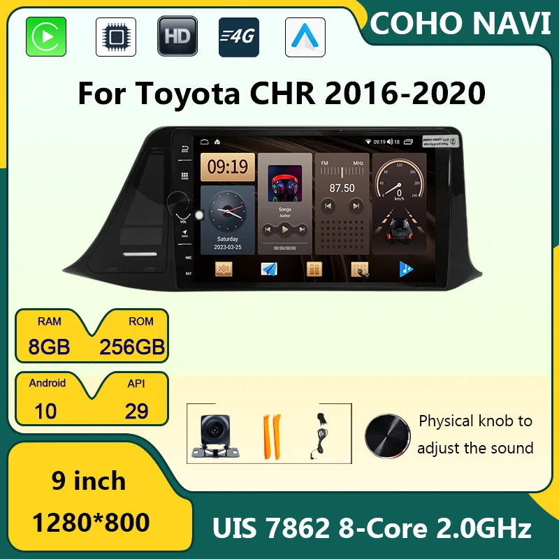 

COHO For Toyota CHR C-HR Rhd 2016-2020 Gps Car Multimedia Player Radio Android 10.0 Octa Core 8+256G Physical Knob