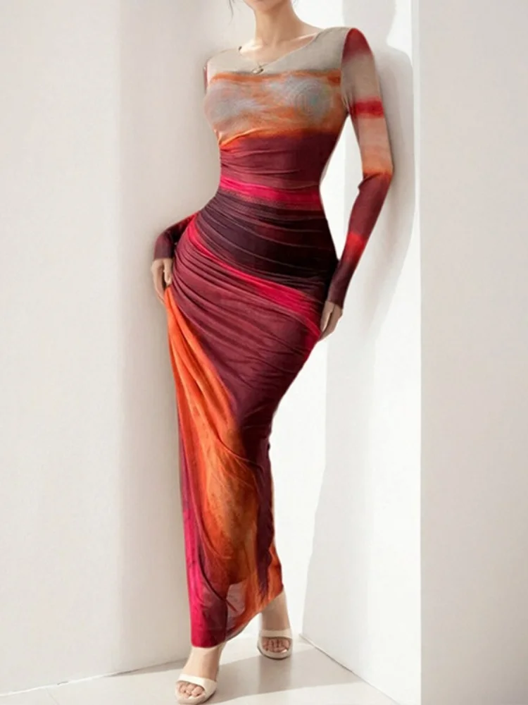 Wmstar Dress Women Wholesale Spring 2025 Cross Border European American Clothing Sexy Slimming Waist Cinching Long Sleeved