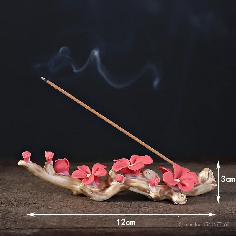 Creative Handmade Flower Kneading Incense Burner, Ceramic Plum Blossom Thread, Indoor Zen Incense Stove Holder, 1Pc