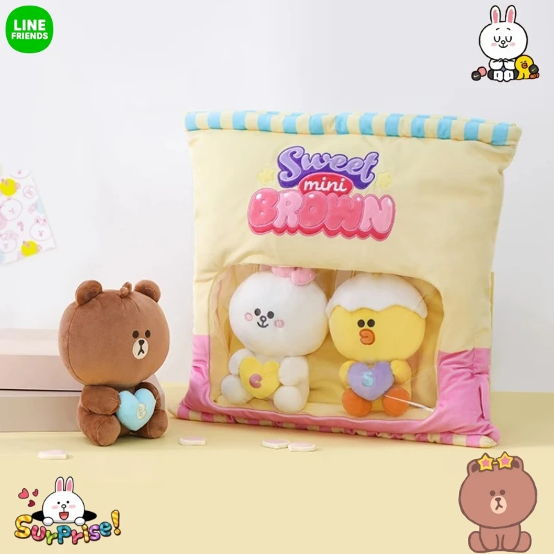 

Line Friends Kawaii Brown Bear Sally Cony Big Candy Pillow Cartoon Plush Doll Cushion Anime Sofa Decorations Cute Gifts for Girl