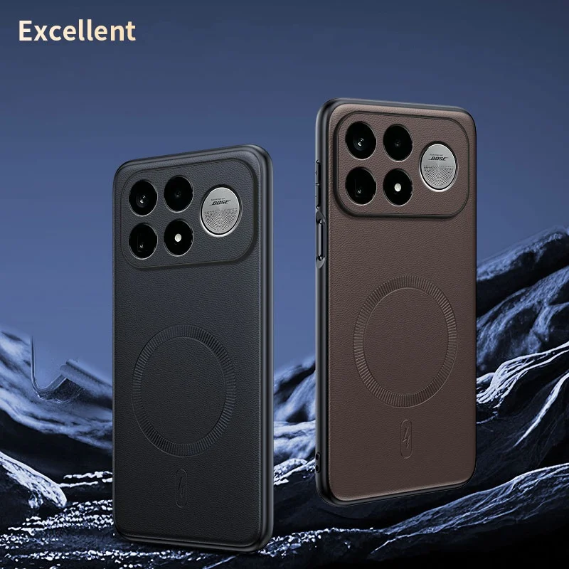 Luxury PU Leather Magnetic Case with Wireless Charging - Shockproof Business Soft Cover