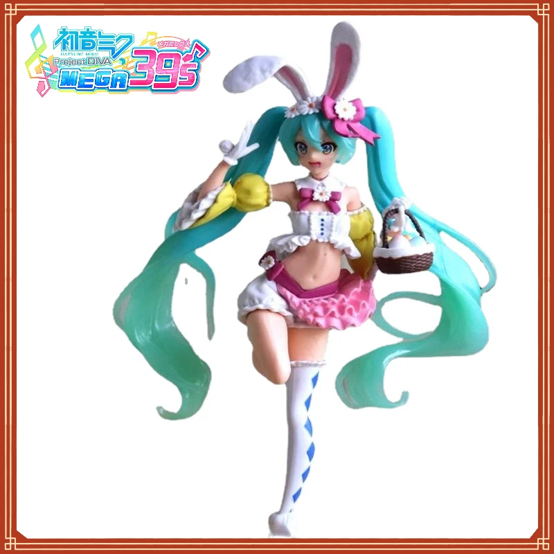 

23cm Hatsune Miku Rabbit Ear Hatsune Anime Peripheral Hand-made Toys PVC Model Ornament Office Decoration Christmas Gift