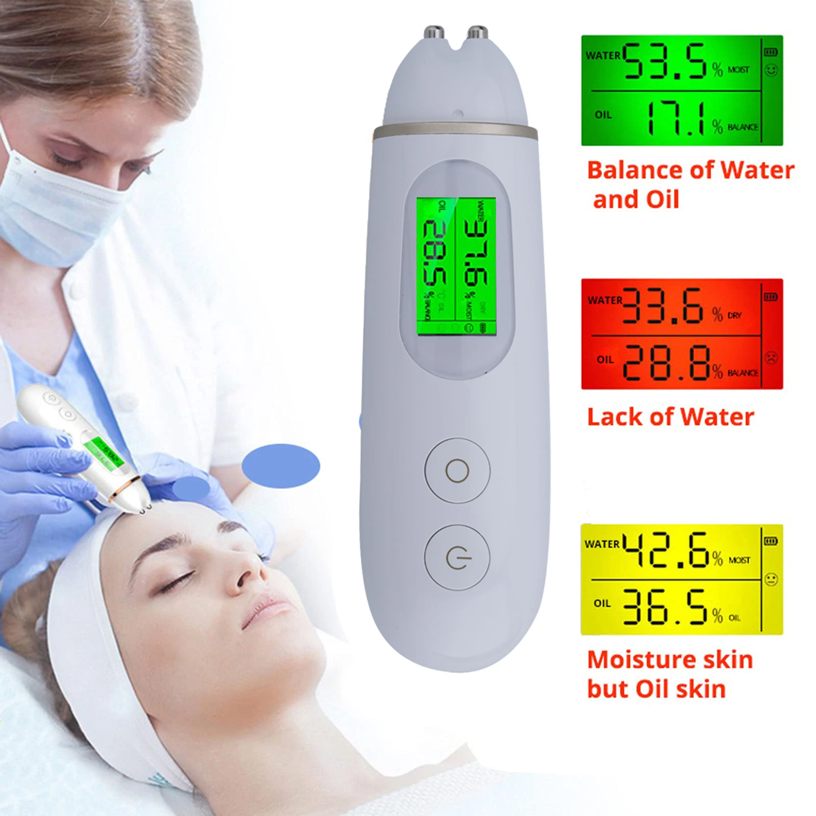 

Precise Detector LCD Digital Skin Oil Moisture Tester for Face Skin Care with Bio-technology Sensor Lady Beauty Tool Spa Monitor