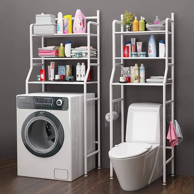 Fém Wc -Szekrény Polc A Keret Konyhai Mosógép Felett Nincs Bélyegző Padló Szervező Tartó Sarok