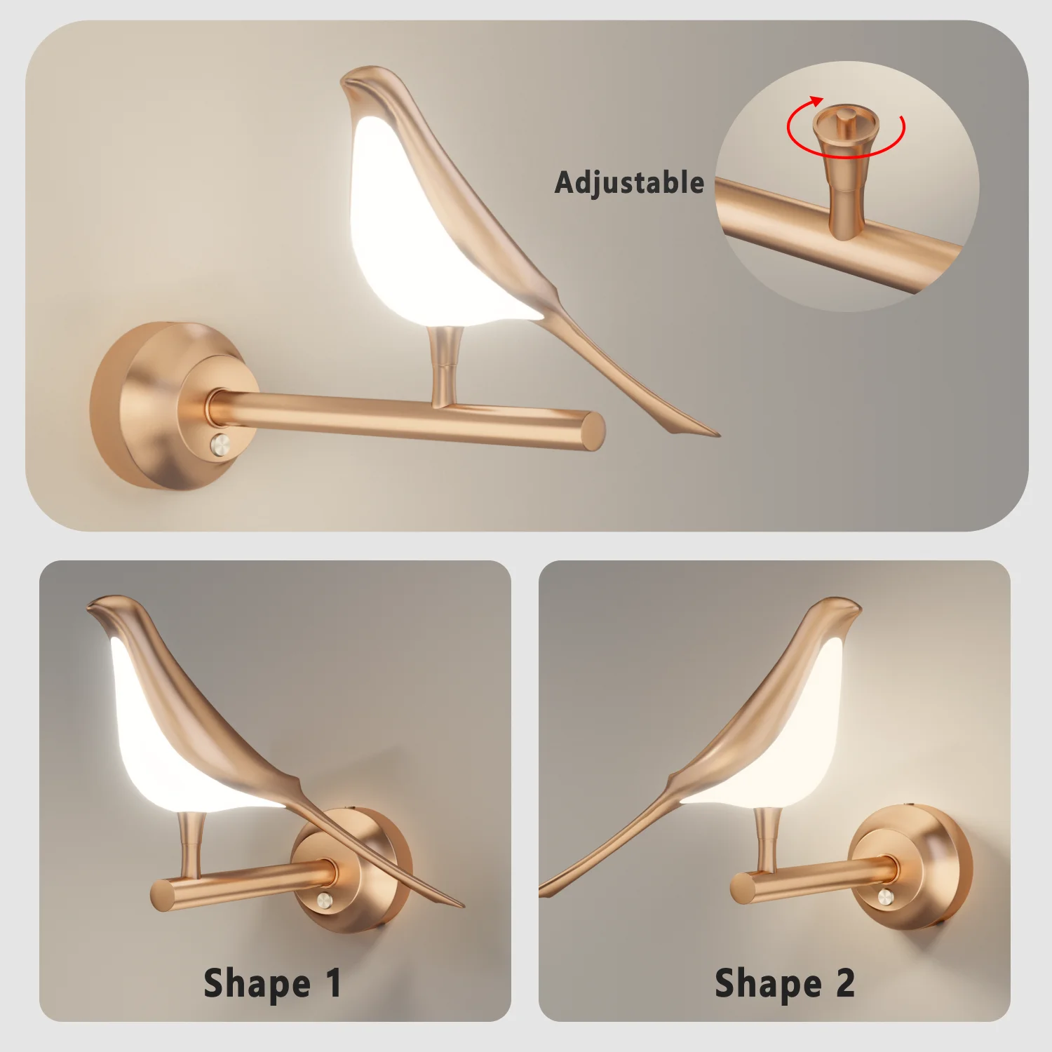 Nordic Modern led Wall Lamps Golden Bird 12w Decorati Bedside Indoor For Wall light Living Room Sofa Background Rotatable Sconce