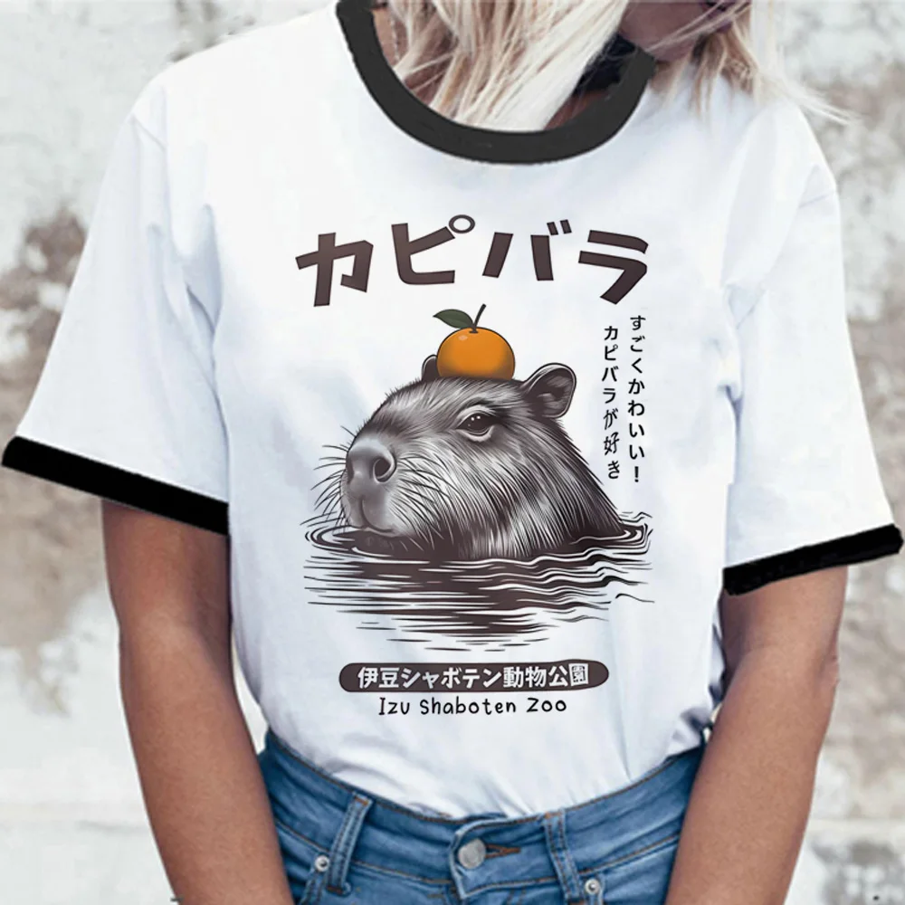 

Капибара Футболка женская Y2K забавная комиксная футболка для девушек 2000s японская одежда