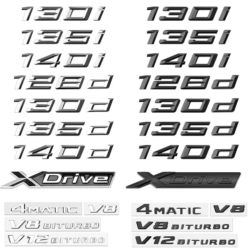 3D Abs Nero Cromato Lettere Auto Posteriore Tronco Emblema Distintivo Adesivo Per Bmw M 116I 120I 125D 135D Xdrive Logo Lettering Accessori