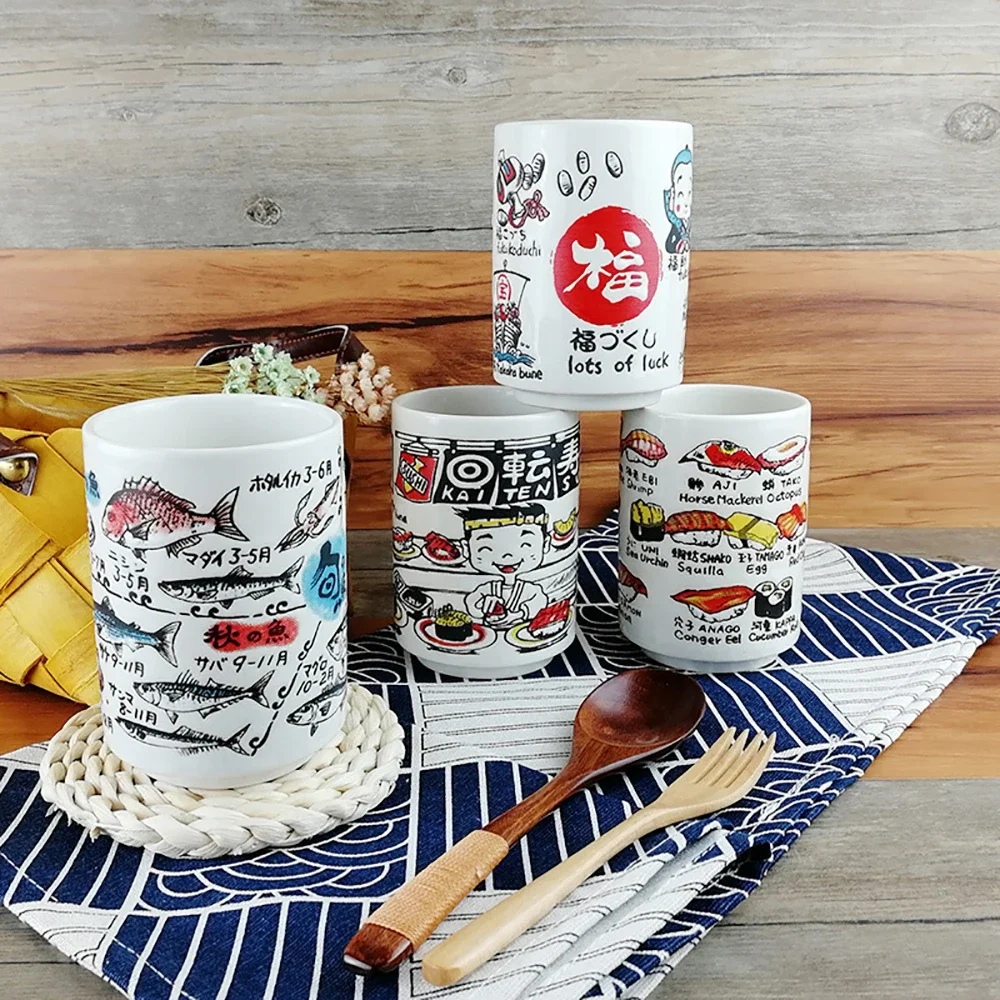 일본 인상 세라믹 머그잔 300ml 차 와인 스시 술 컵 재미 있은 가족 레스토랑 장식 친구를위한 여행 선물