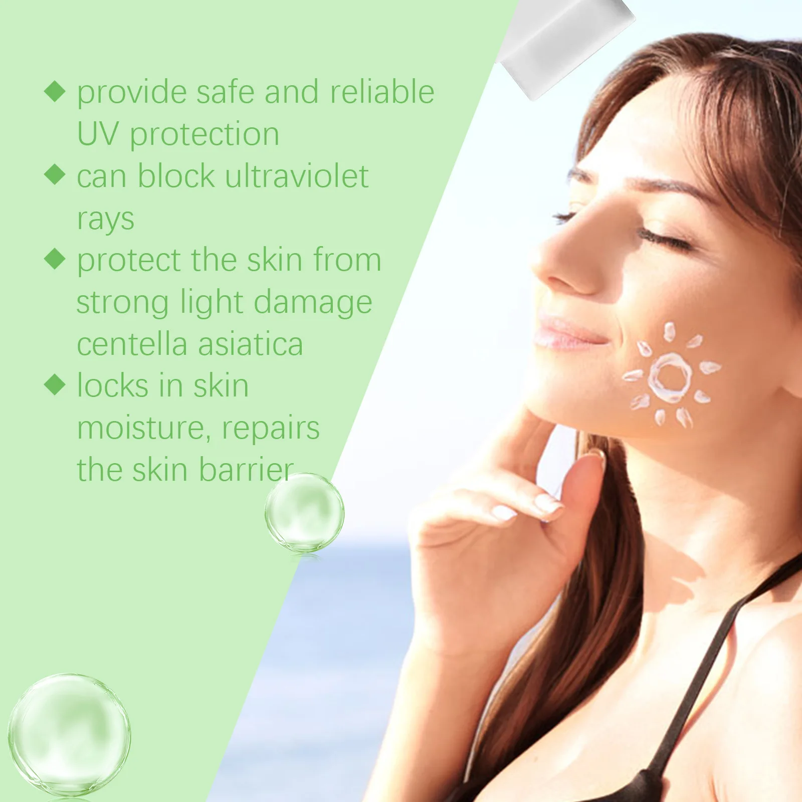 Centella Sunscreen Spf 50 UV Protection Outdoor Anti Oxidant Moisturizing Skin Care Hyaluronic Acid Face Sun Block Cream