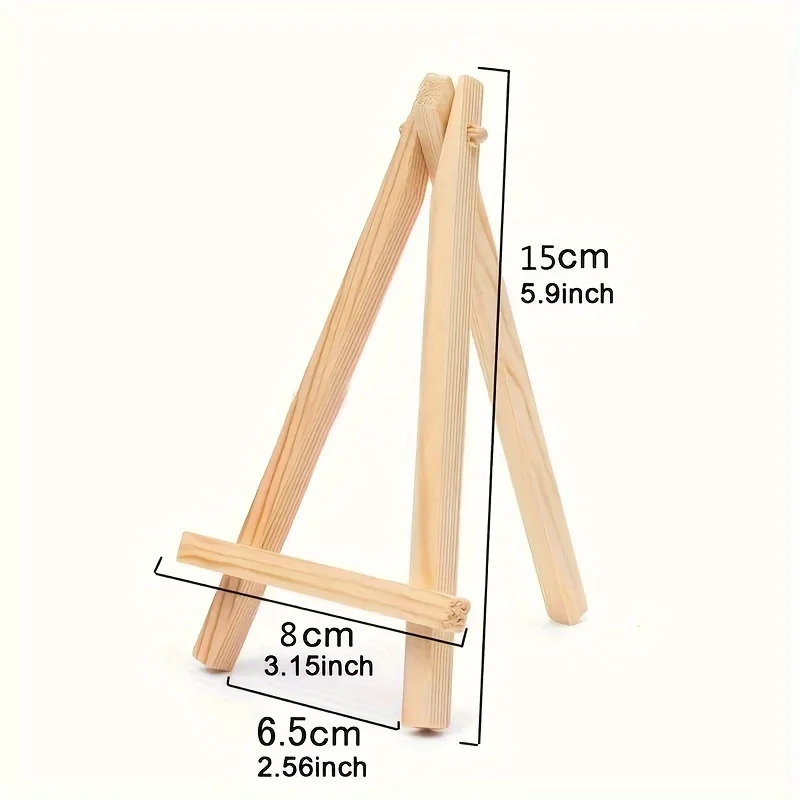 10pcs Adjustable Mini Wooden Easels - Triangle Display Stands for Canvas Art, Crafts & Drawing - 3