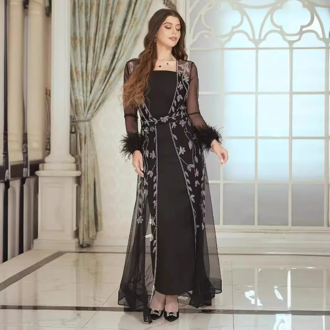 

Womens Dresses 2024 Spring/Summer New Middle East Hot Diamond Kaftan Robe Dress for Women