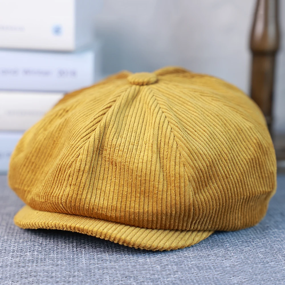 Neue Retro Winter Caps Für Männer Cord Hut Newsboy Frau Flache Kappe Männlich Warme Kappe Papa Im Freien Casual Achteckige Kappe Gatsby Hut 020 – Detail 15