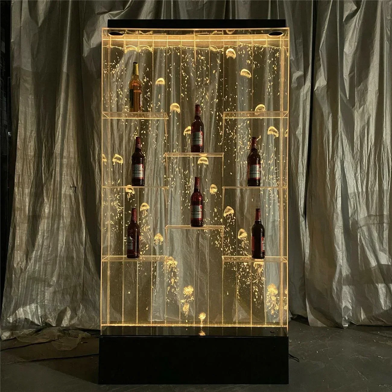 Water Fountain Home Decor Bubble Wall Water Panel LED Light Made Bar Pub Aquarium Design LED Wine Shelves And Display