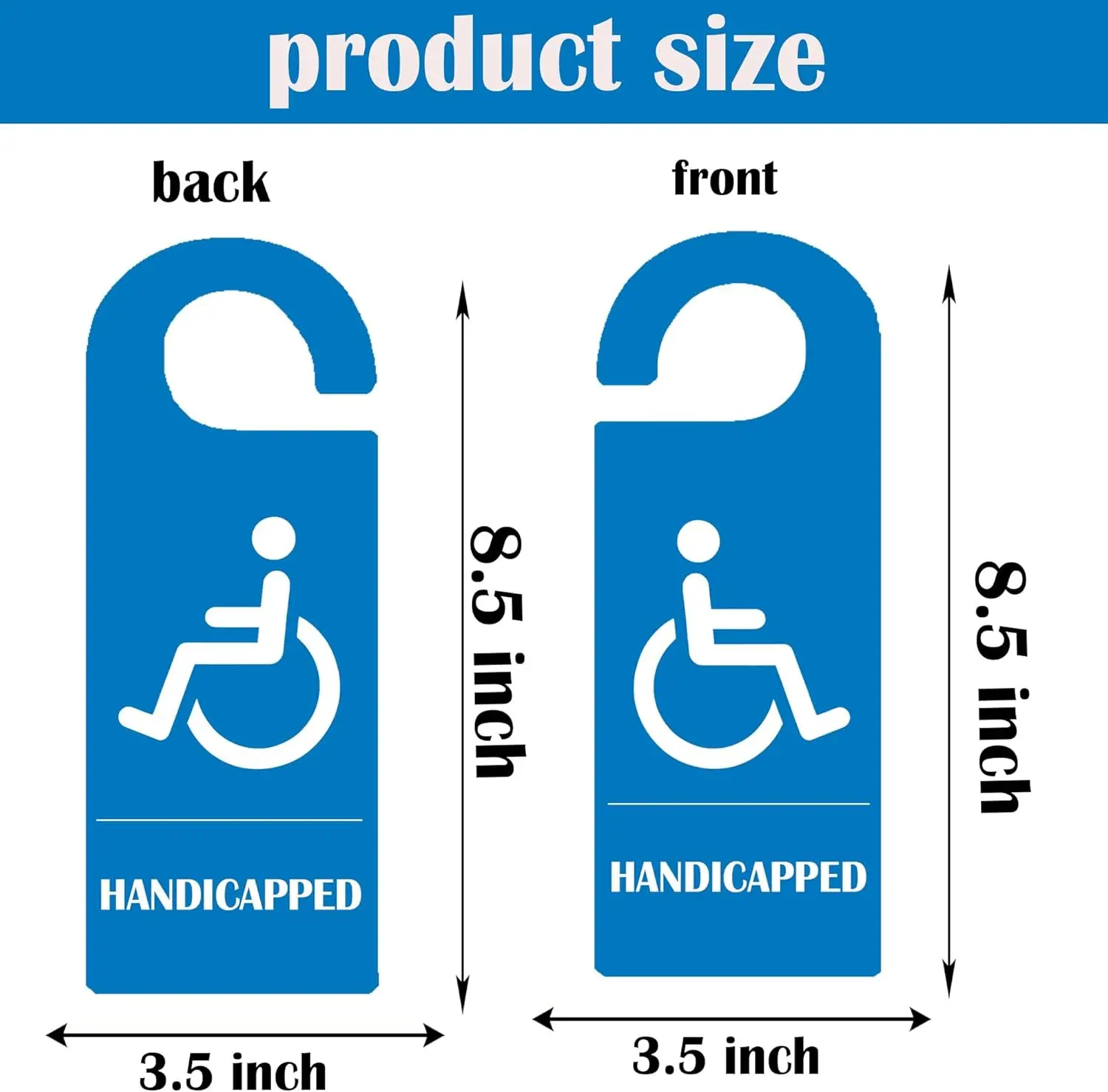 2Pcs Handicap Parking Sign 3.5x8.5 Inch Parking Permit Safety Sign Disabled Permit Hanger Tag Disabled Wheelchair Symbol