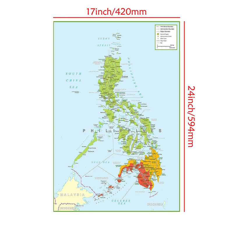 42*59cm Map of The Philippines Wall Decorative Poster Canvas Painting Unframed Art Print Living Room Home Decor School Supplies