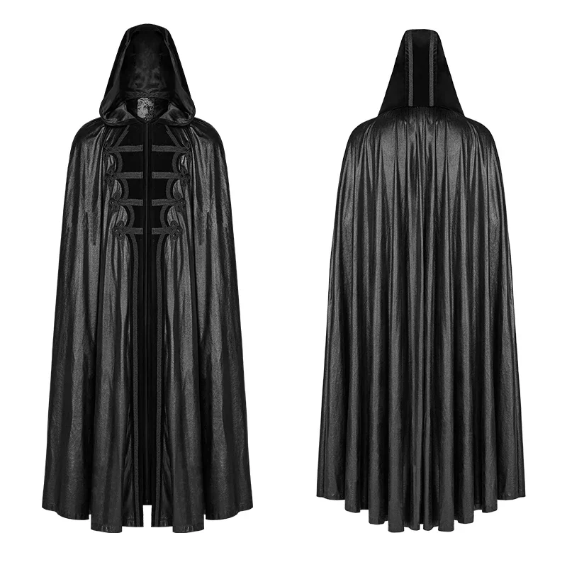 PUNK RAVE Gothic Retro Mysterious Cloak Men's Halloween cosplay club Perform Vampire Cape Men Steampunk Hooded Long Coat