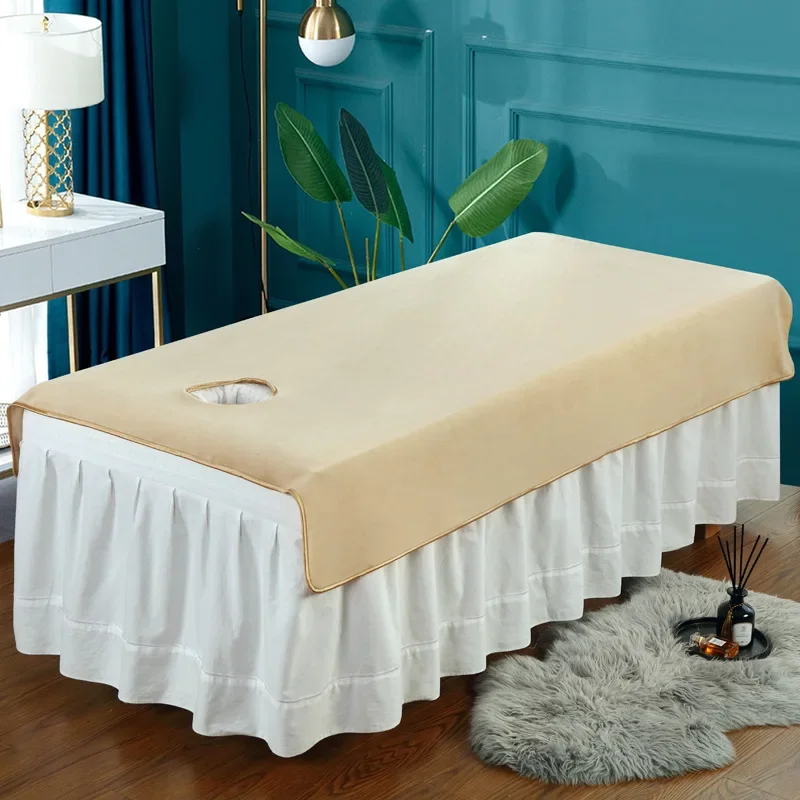 

Solid Thickened Velvet Beauty Salon Bed Sheets SPA Massage Bed Table Cover Bedspread Soft Salon Sheets With/no Hole
